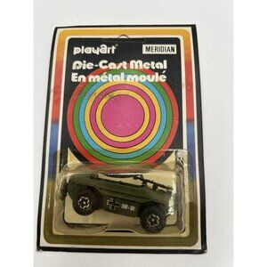 PlayArt Meridian green military wagon Die Cast Metal military On Card UnPunched